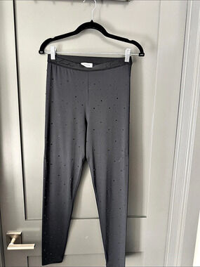 Sandro Leggings Embellished With Rhinestones Gray
